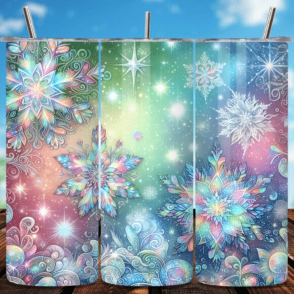 Seasonal themed 20oz Sublimated Stainless Steel Tumbler with Lid & Straw - Picture 4 of 6